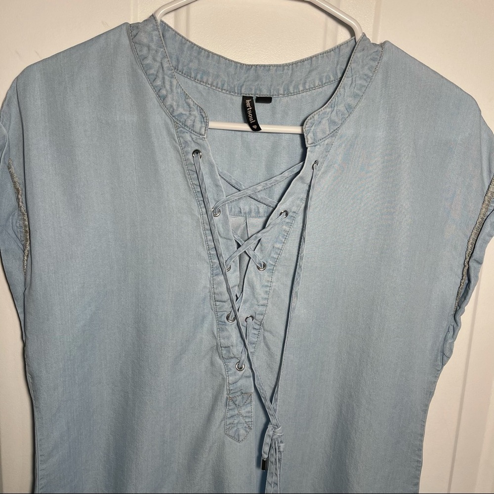 Short sleeved denim shirt. Size small.